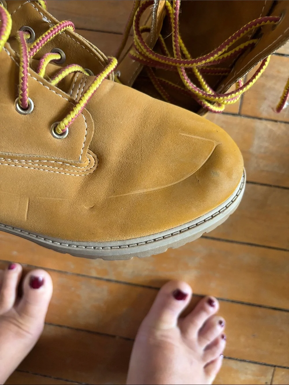 Kids Wonder Nation Tan Work-Style Lace-Up Boots with Padded Collar